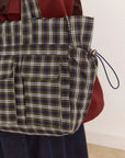 Sac Eliza Carreaux Marines et Verts Damson Madder - Ex-voto
