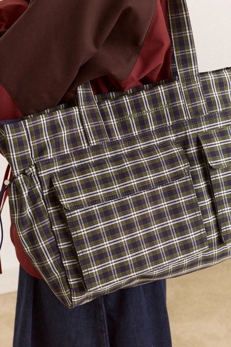 Sac Eliza Carreaux Marines et Verts Damson Madder - Ex-voto