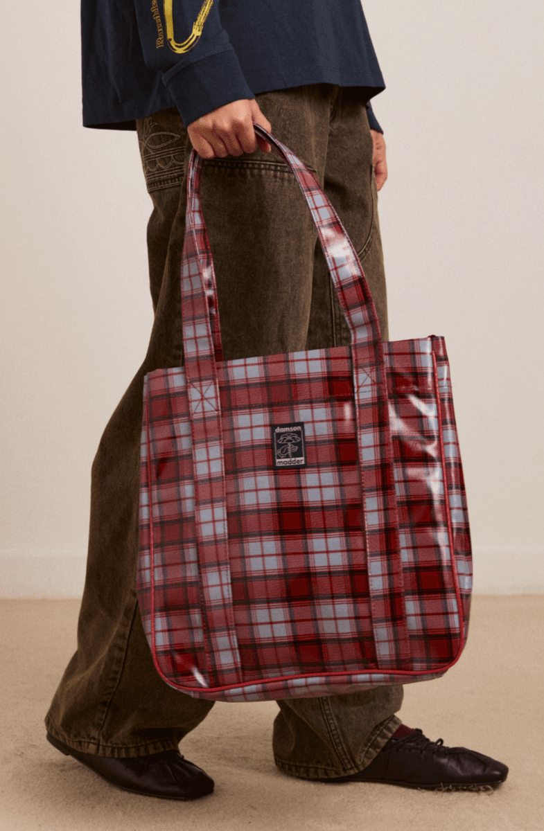 Sac Marché Carreaux Bleu et Rouge Damson Madder - Ex - voto