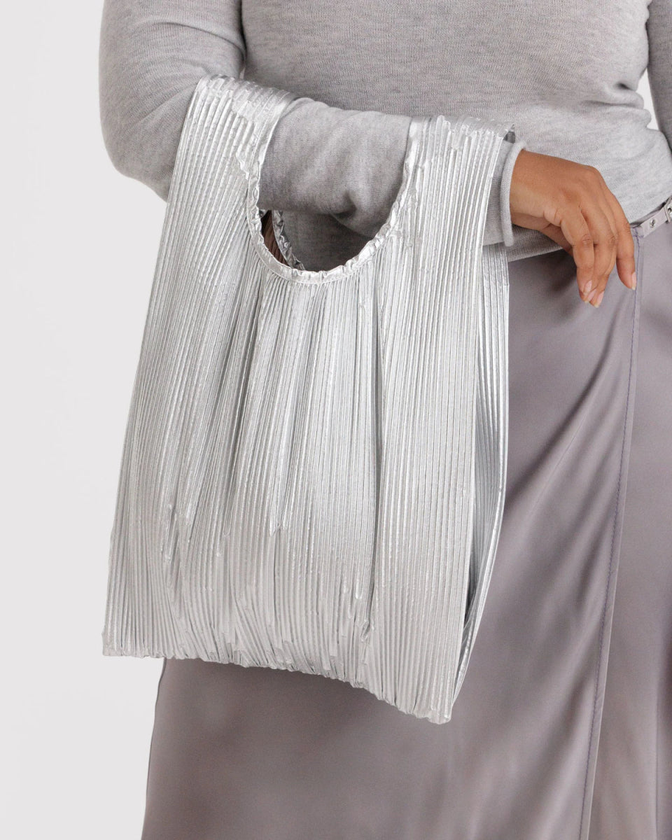 Sac Réutilisable Plissé Baggu Métallique Argent - Ex - voto