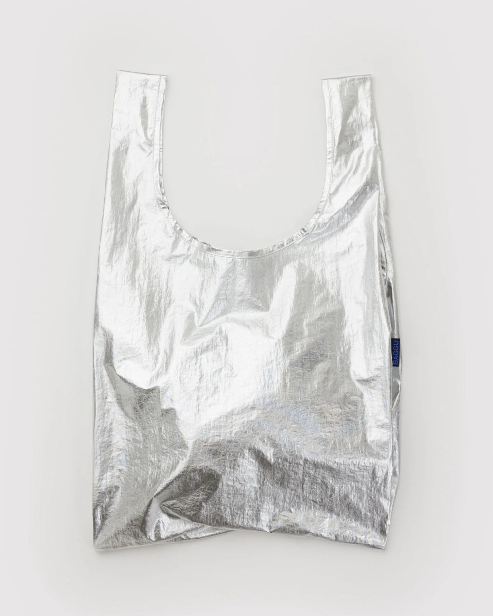 Sac Réutilisable Standard Baggu Métallique Argent - Ex - voto