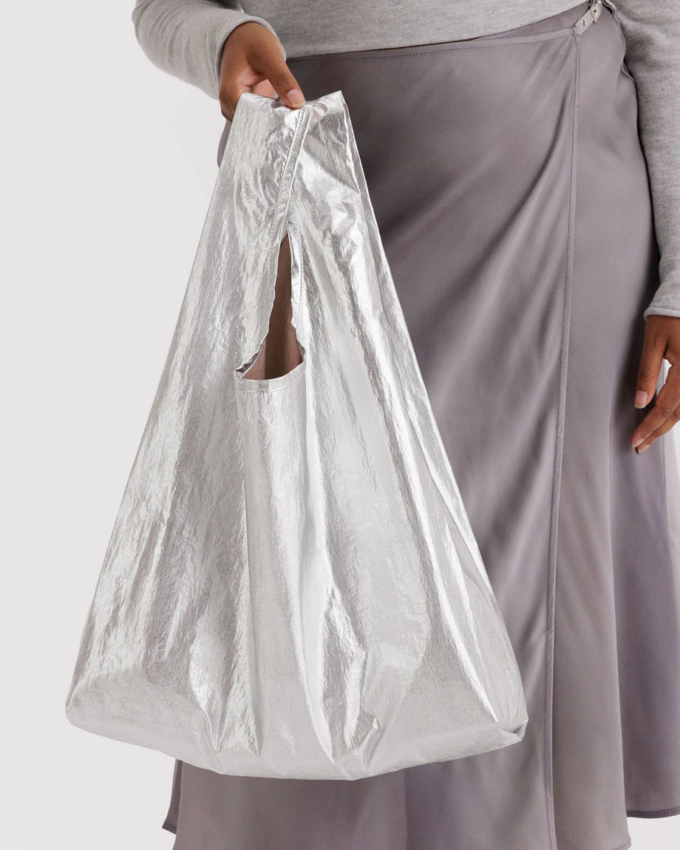 Sac Réutilisable Standard Baggu Métallique Argent - Ex - voto
