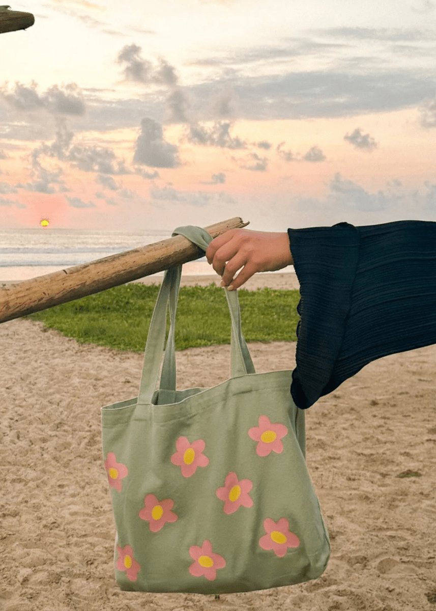 Sac Tote Bag Fleuri Sauge Gold Heart Club - Ex - voto