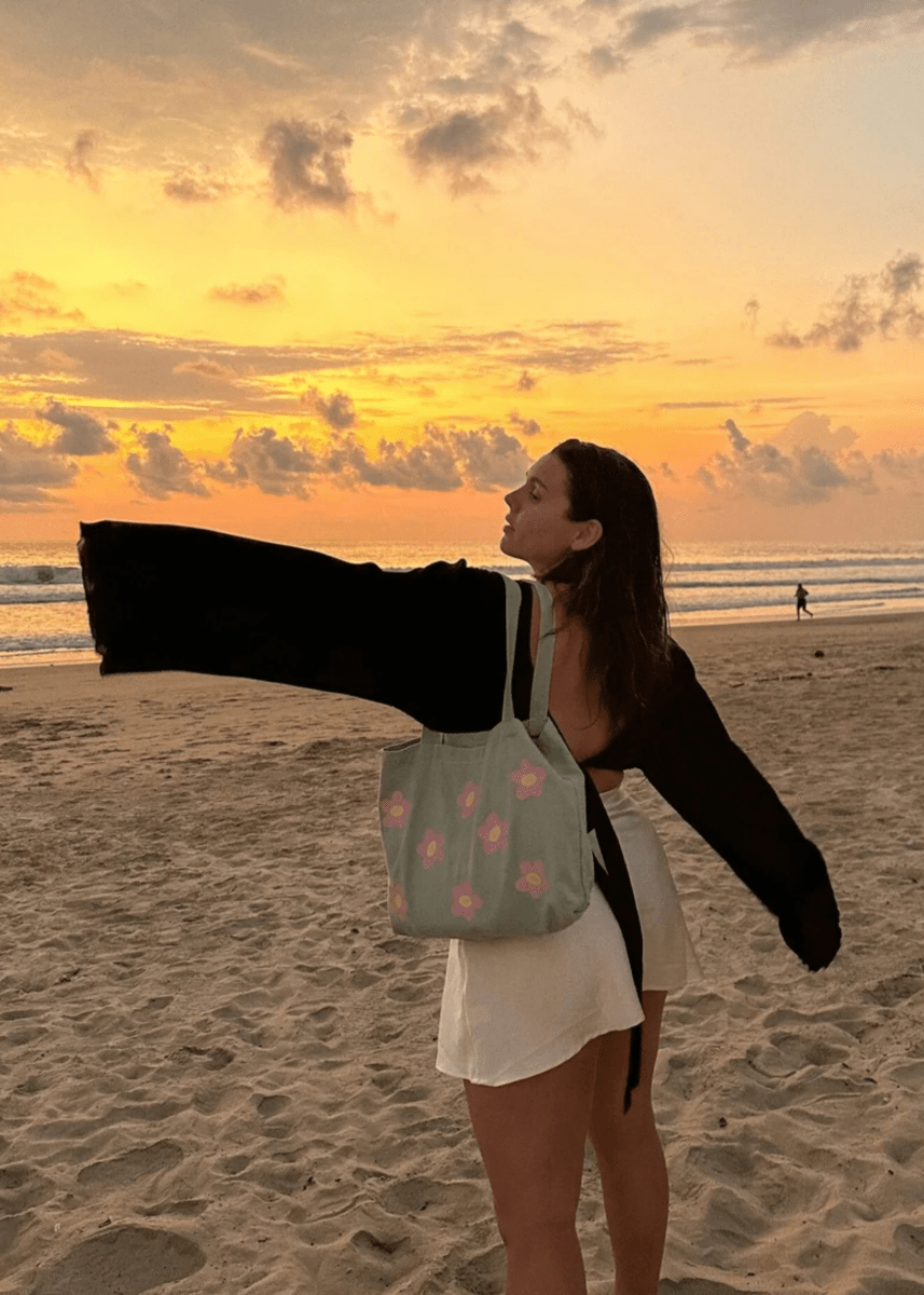 Sac Tote Bag Fleuri Sauge Gold Heart Club - Ex - voto