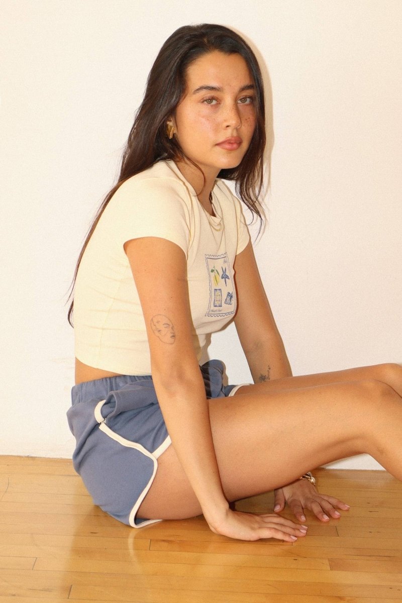 Short Bleu Acier Bailey Rose - Ex-voto