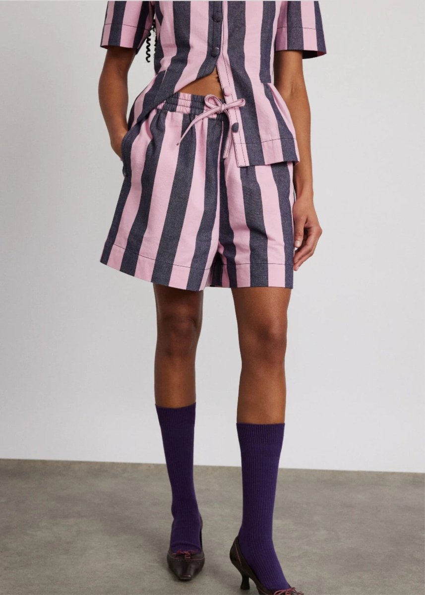 Short Rafe Damson Madder Rayures Bleues et Roses SOLDE - Vente Finale - Ex - voto