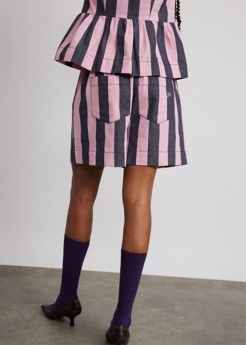 Short Rafe Damson Madder Rayures Bleues et Roses SOLDE - Vente Finale - Ex - voto