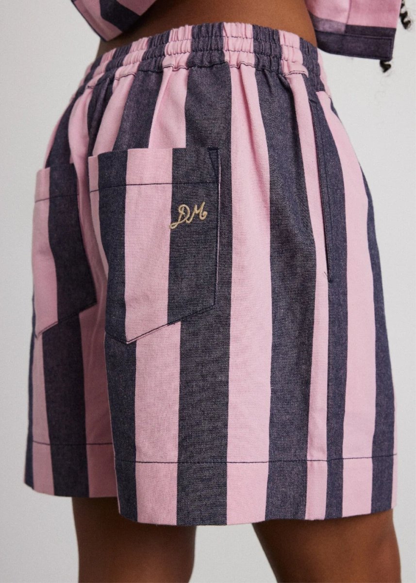 Short Rafe Damson Madder Rayures Bleues et Roses SOLDE - Vente Finale - Ex - voto