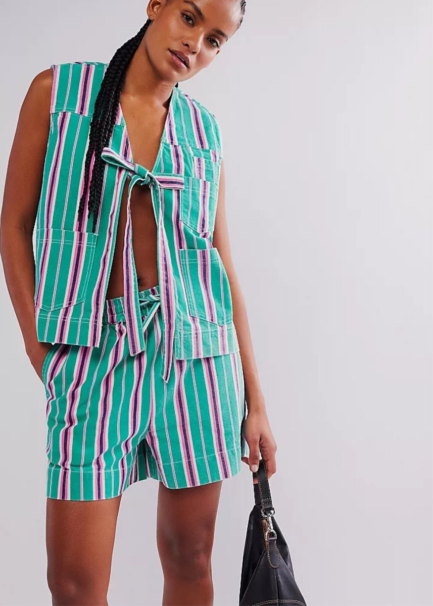 Short Rafe Damson Madder Rayures Vertes SOLDE - Vente Finale - Ex - voto