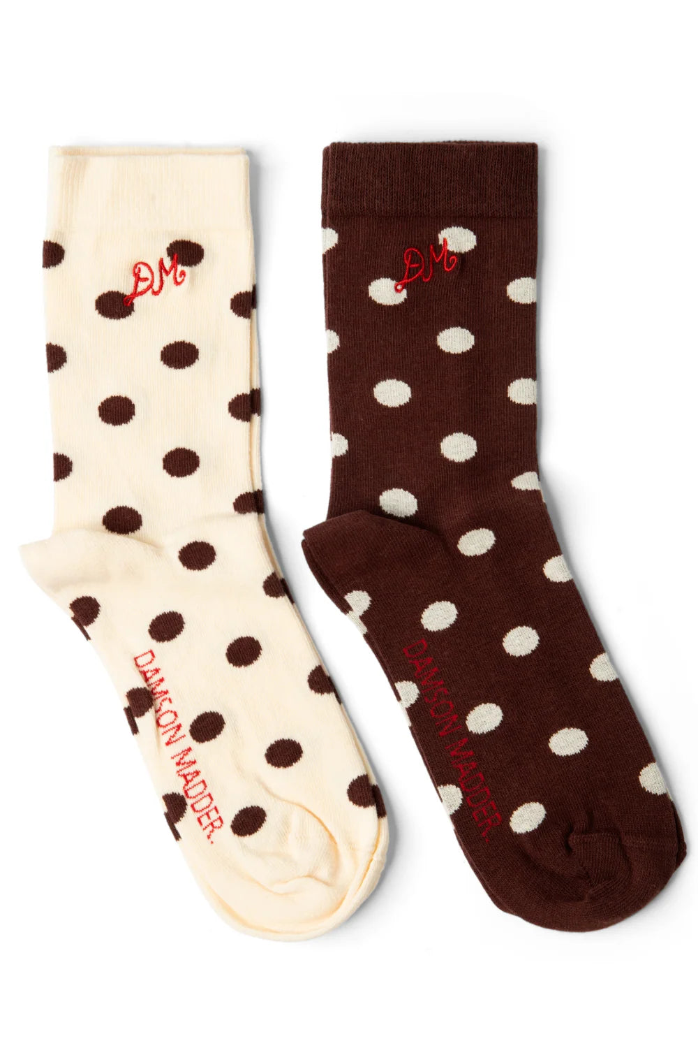 Paquet de 2 Paires de Chaussettes Pois Choc et Écru Damson Madder