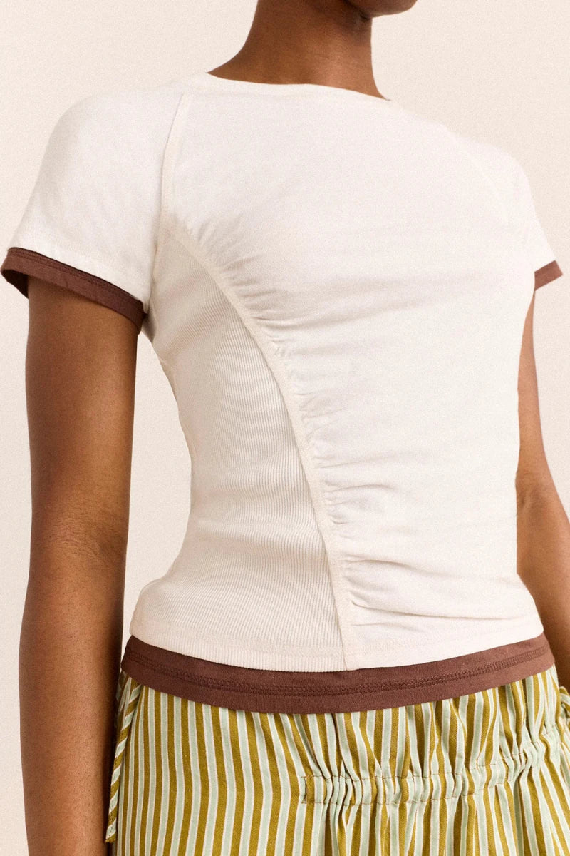 T-Shirt Alicia Blanc Damson Madder - Ex-voto