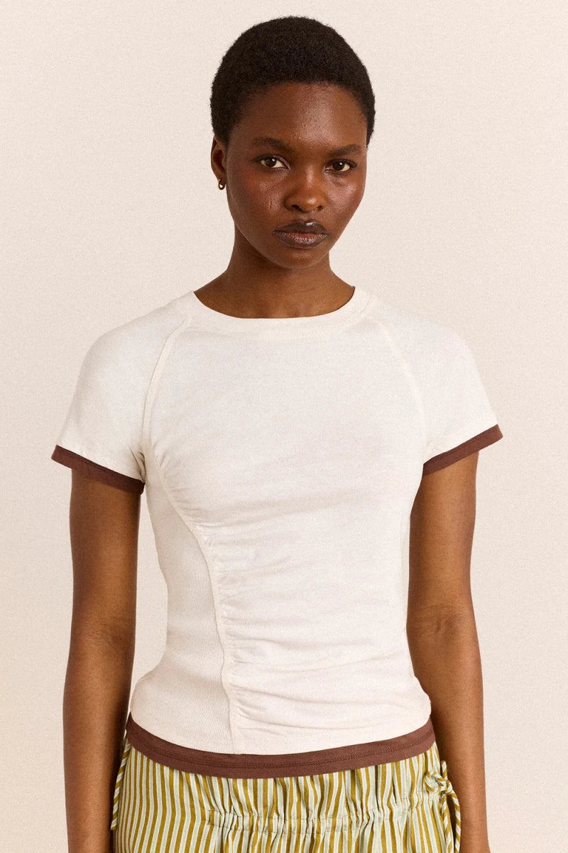 T-Shirt Alicia Blanc Damson Madder - Ex-voto