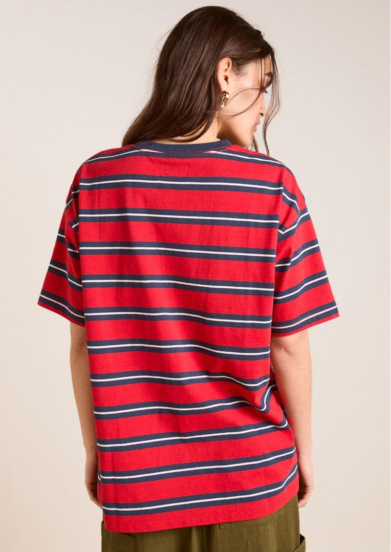 T-Shirt Ariel Rayures Rouges et Marines Damson Madder - Ex - voto