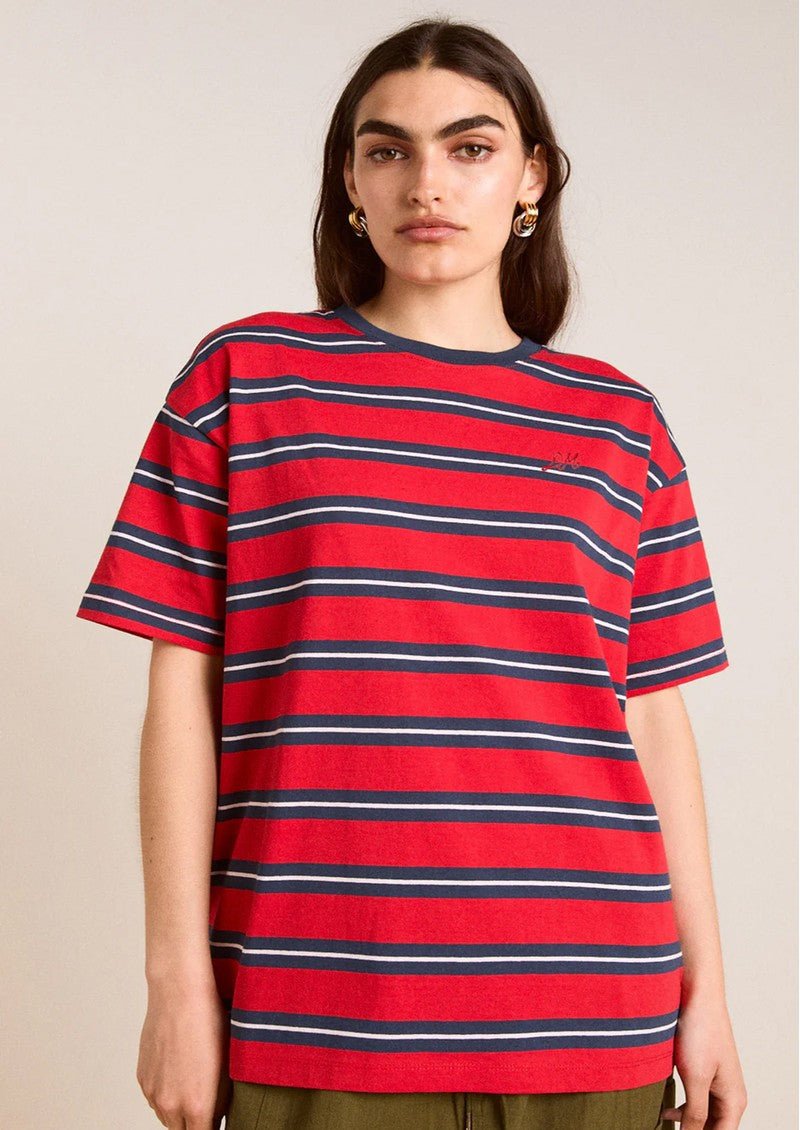 T-Shirt Ariel Rayures Rouges et Marines Damson Madder - Ex - voto