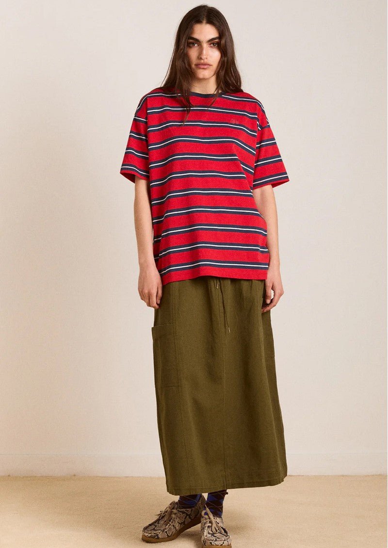 T-Shirt Ariel Rayures Rouges et Marines Damson Madder - Ex - voto