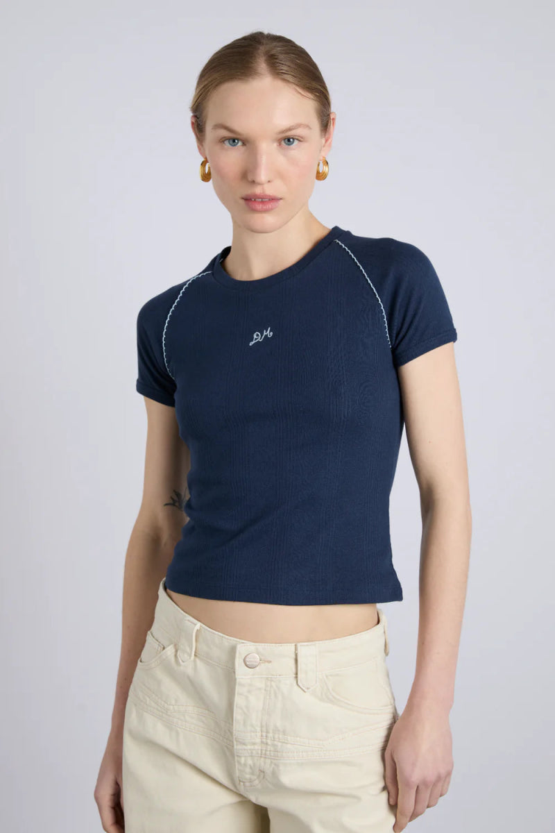 T-shirt Aster Pointelle Marine Damson Madder - Ex - voto
