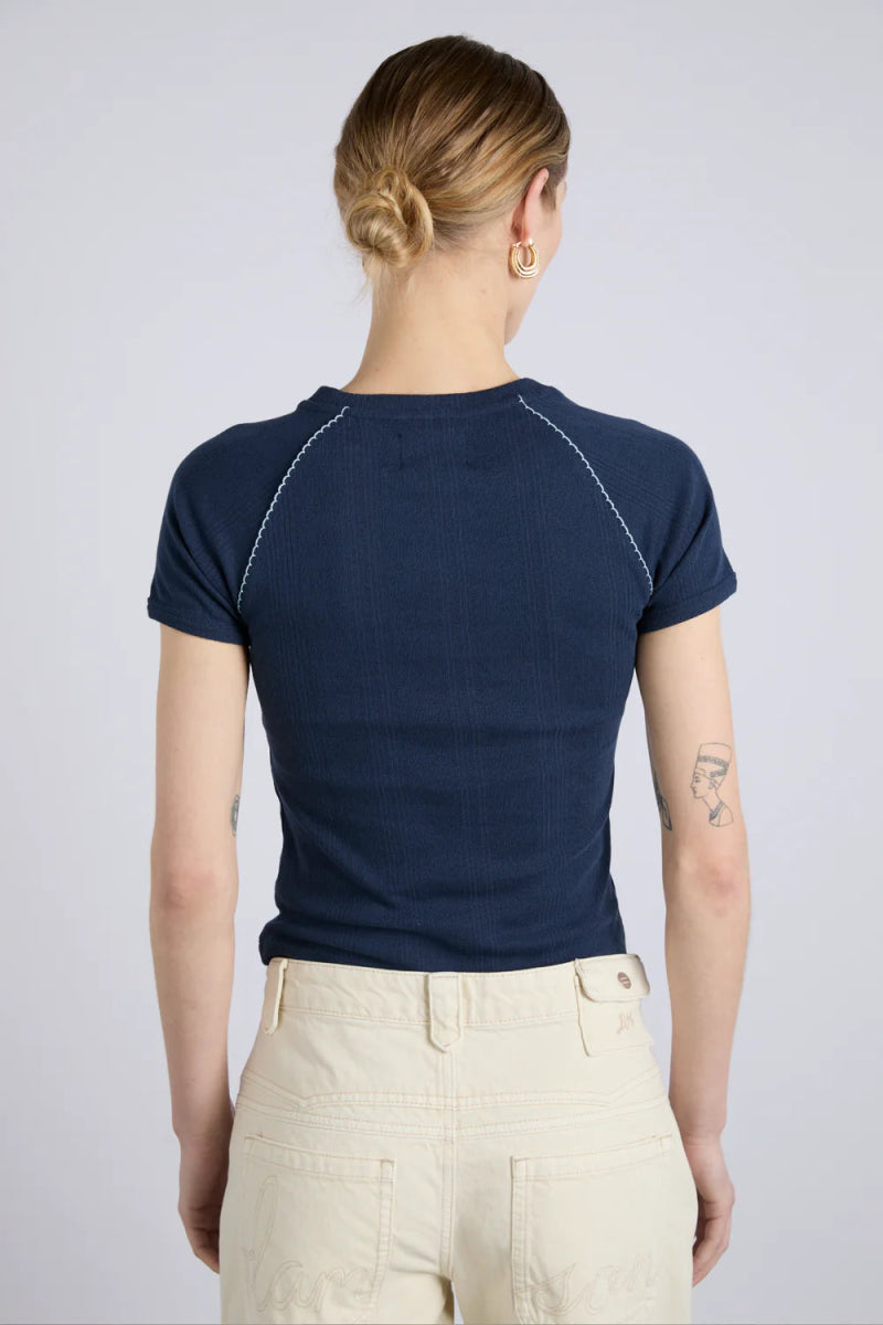 T-shirt Aster Pointelle Marine Damson Madder - Ex - voto