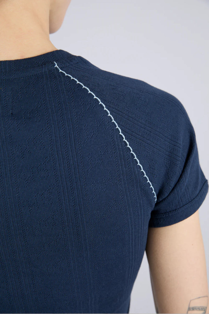 T-shirt Aster Pointelle Marine Damson Madder - Ex - voto
