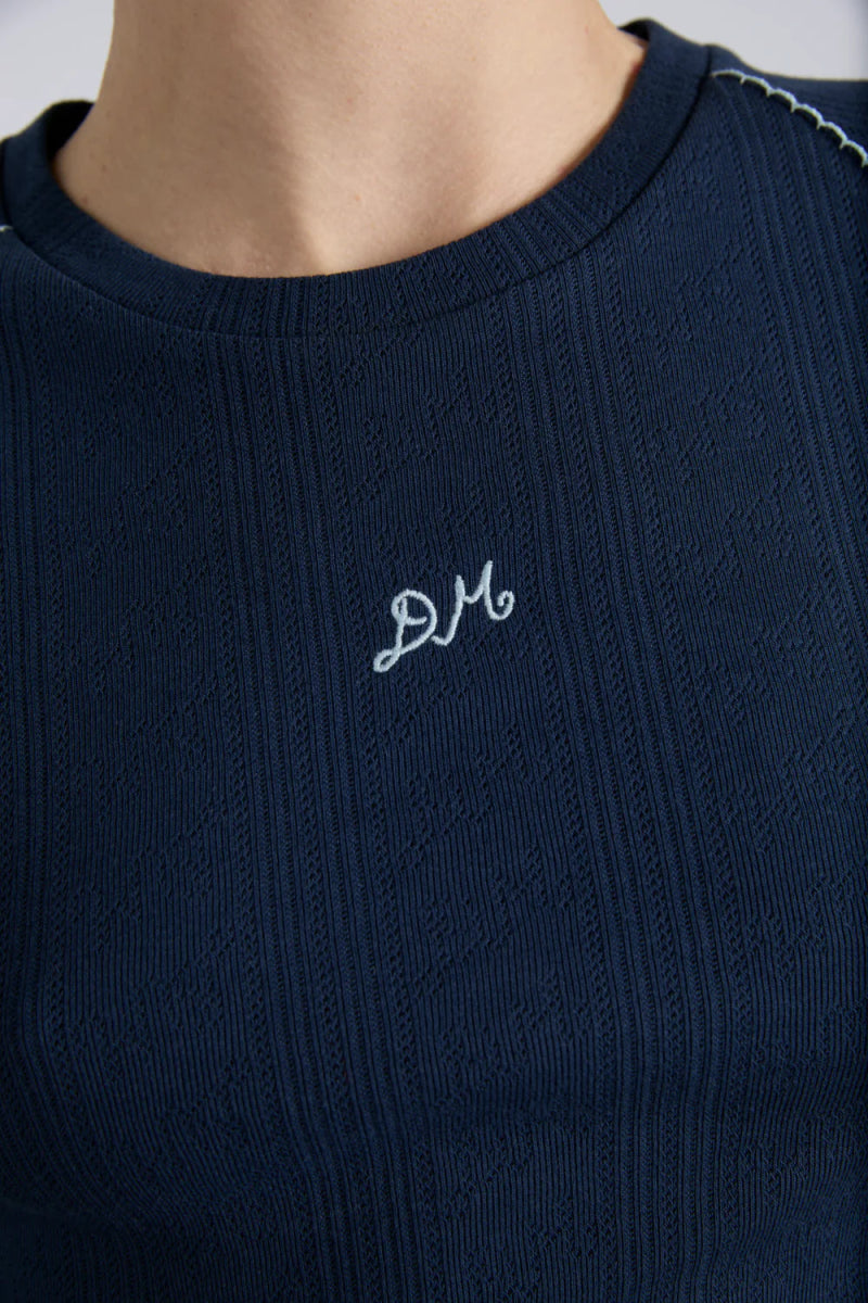 T-shirt Aster Pointelle Marine Damson Madder - Ex - voto