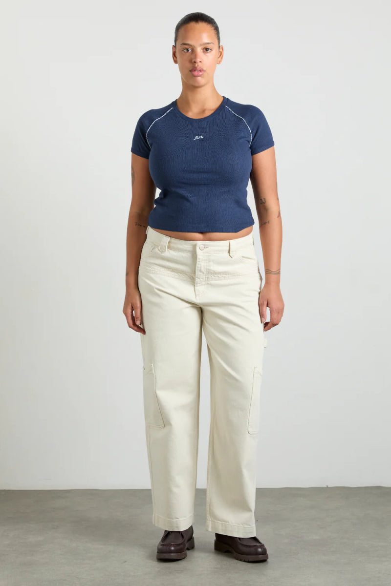 T-shirt Aster Pointelle Marine Damson Madder - Ex - voto