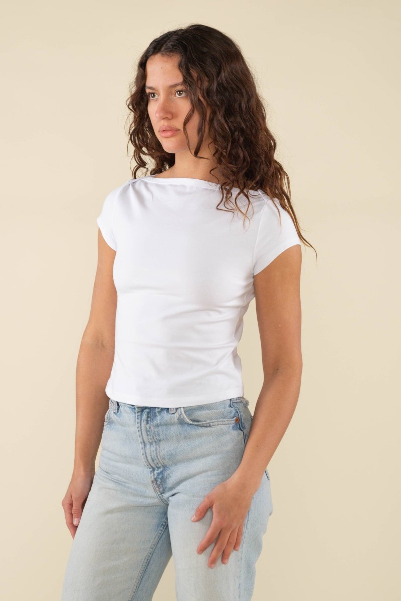 T-Shirt Brisa Boat Neck Blanc NLT - Ex - voto