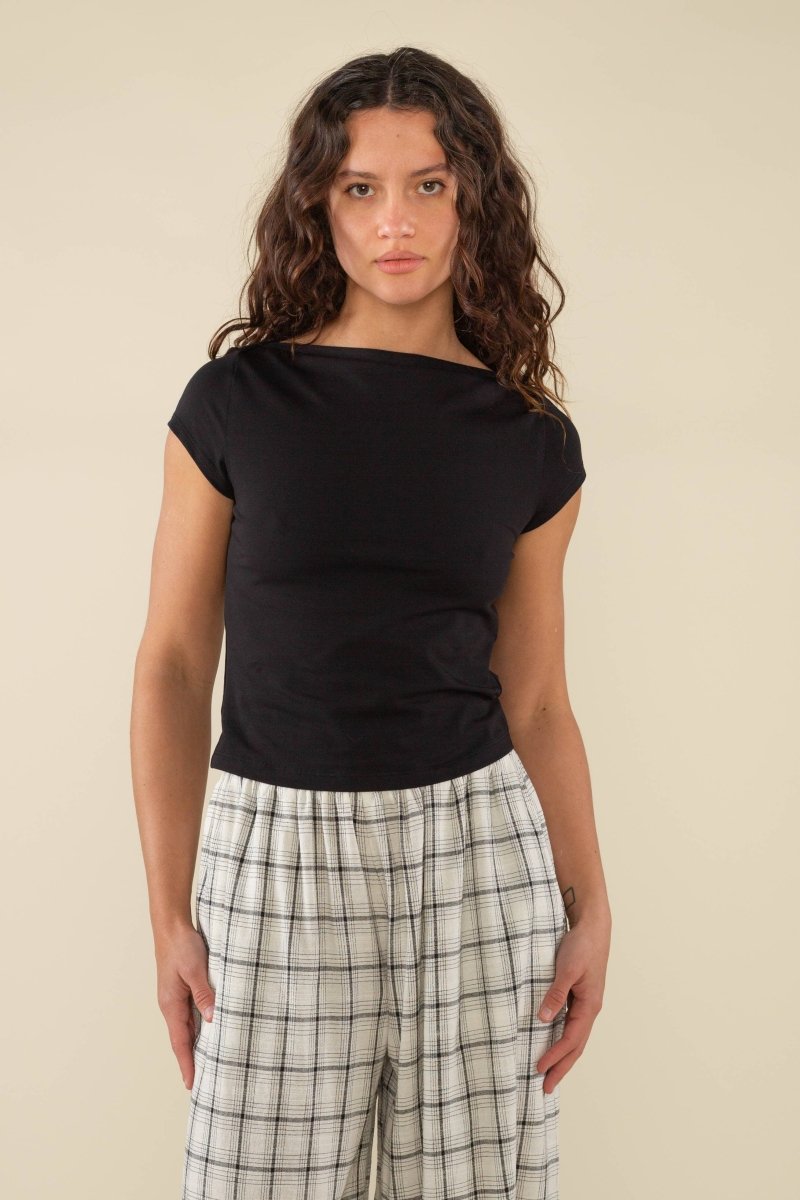T-Shirt Brisa Boat Neck Noir NLT - Ex - voto