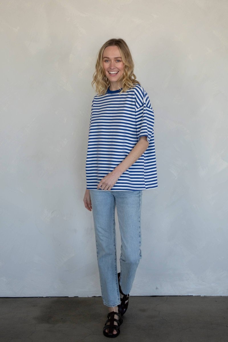 T-Shirt Cassandra Rayé Things Between Bleu - Ex - voto
