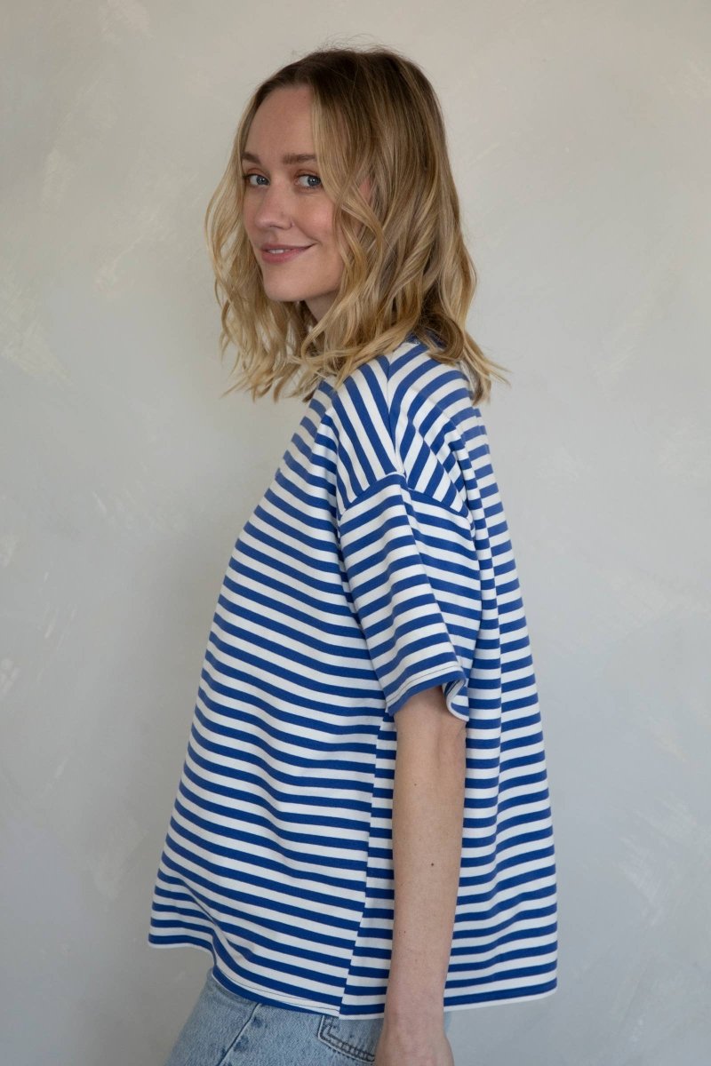 T-Shirt Cassandra Rayé Things Between Bleu - Ex - voto