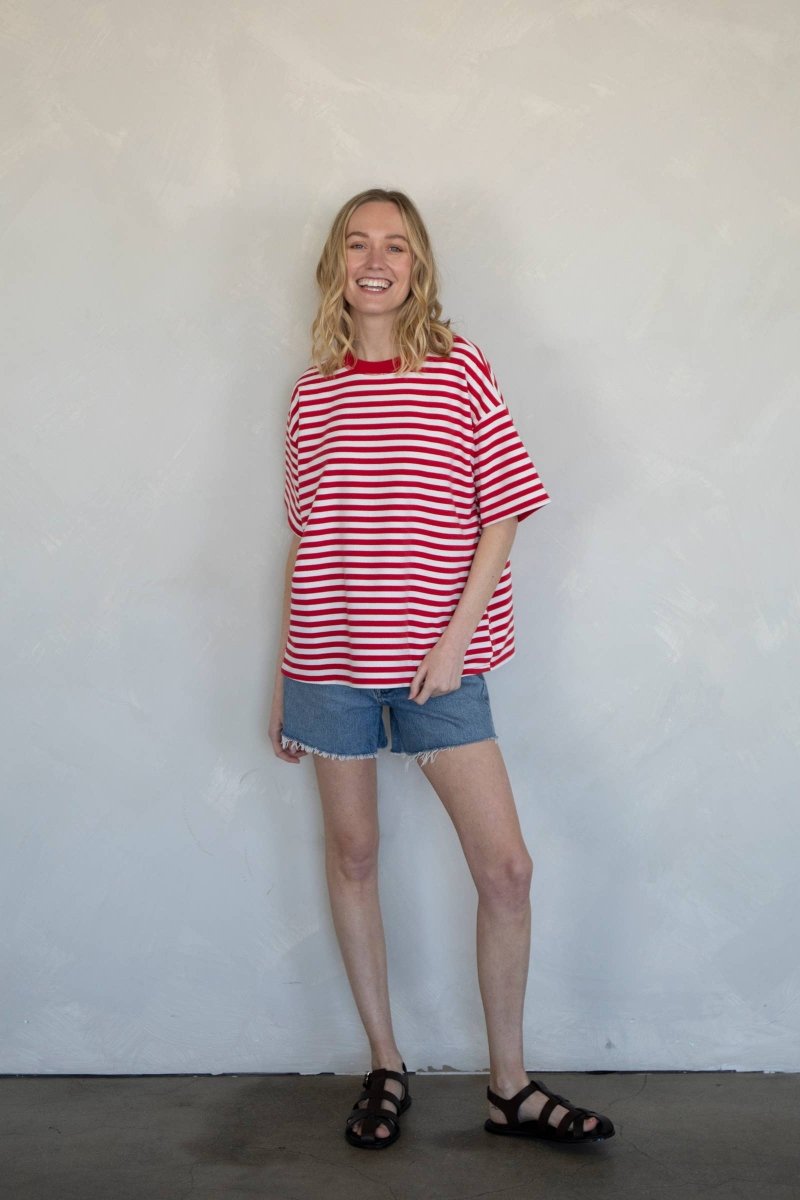 T-Shirt Cassandra Rayé Things Between Rouge - Ex - voto