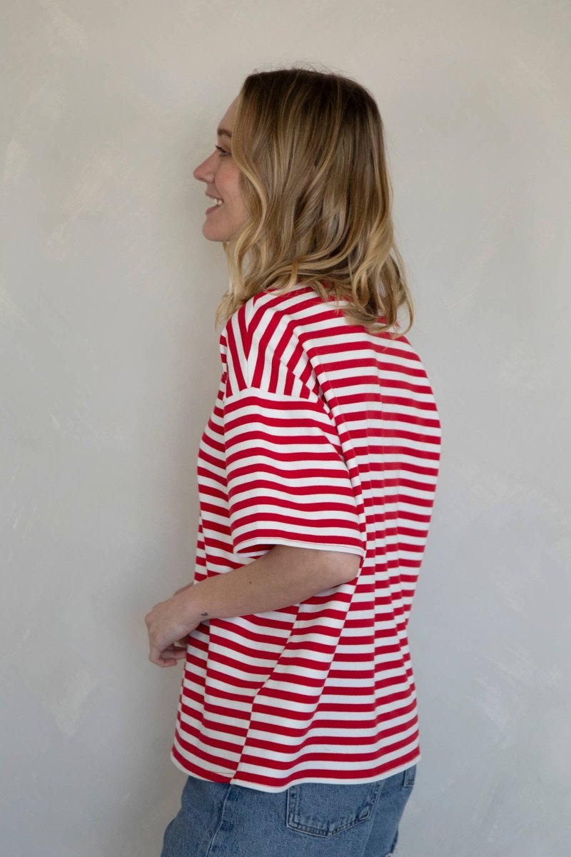 T-Shirt Cassandra Rayé Things Between Rouge - Ex - voto