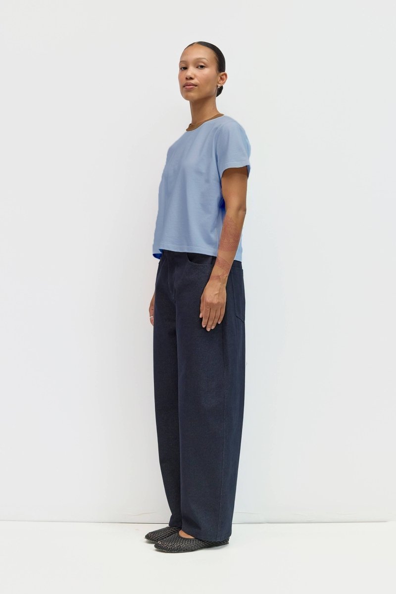 T-Shirt Chloe Bleu Col Brun Mod Ref - Ex-voto