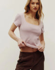 T-Shirt Col Carré Selena Blush Kuwalla - Ex - voto