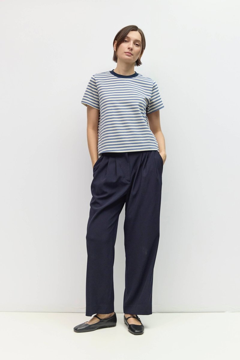 T-shirt Cooper Bleu et Crème All Row - Ex-voto