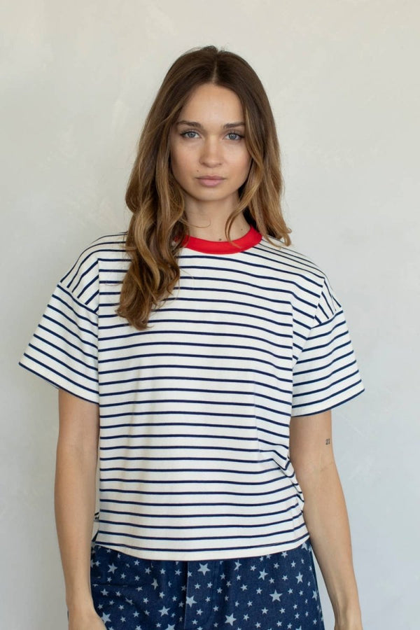 T-Shirt Georgia Marine et Rouge Things Between - Ex-voto