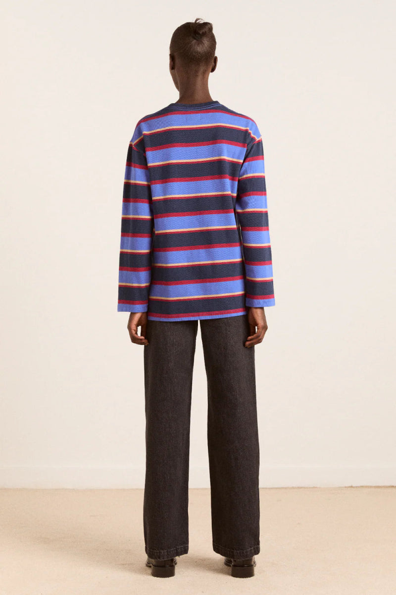 T-Shirt LS Ali Damson Madder Bleu et Bourgogne - Ex - voto