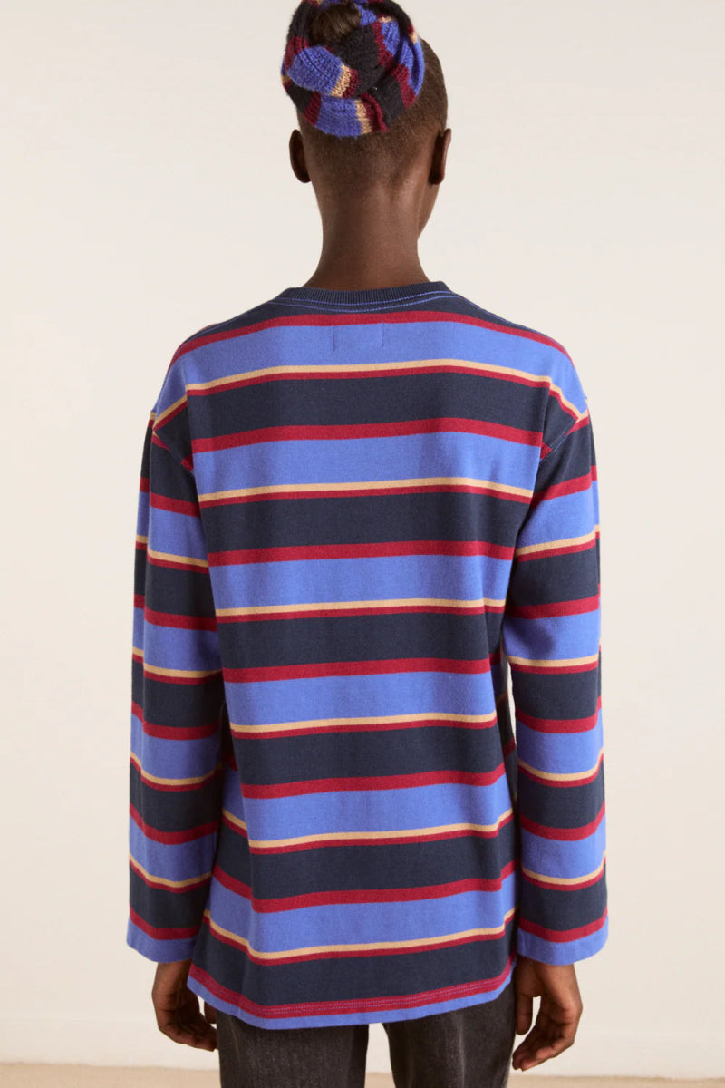 T-Shirt LS Ali Damson Madder Bleu et Bourgogne - Ex - voto