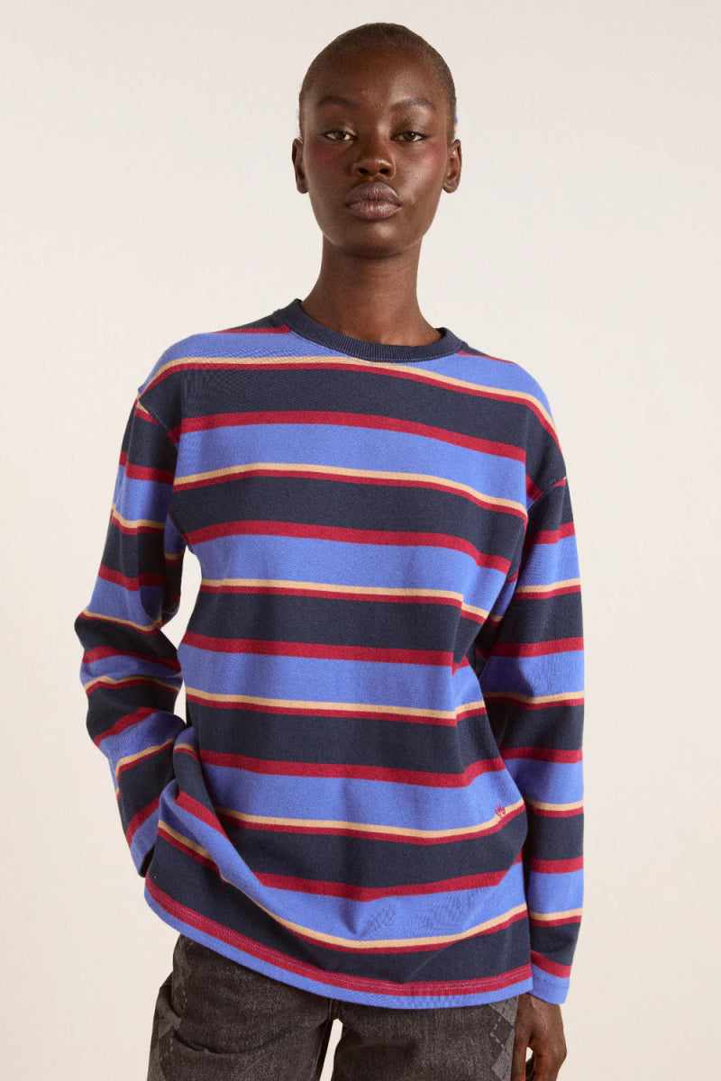 T-Shirt LS Ali Damson Madder Bleu et Bourgogne - Ex - voto
