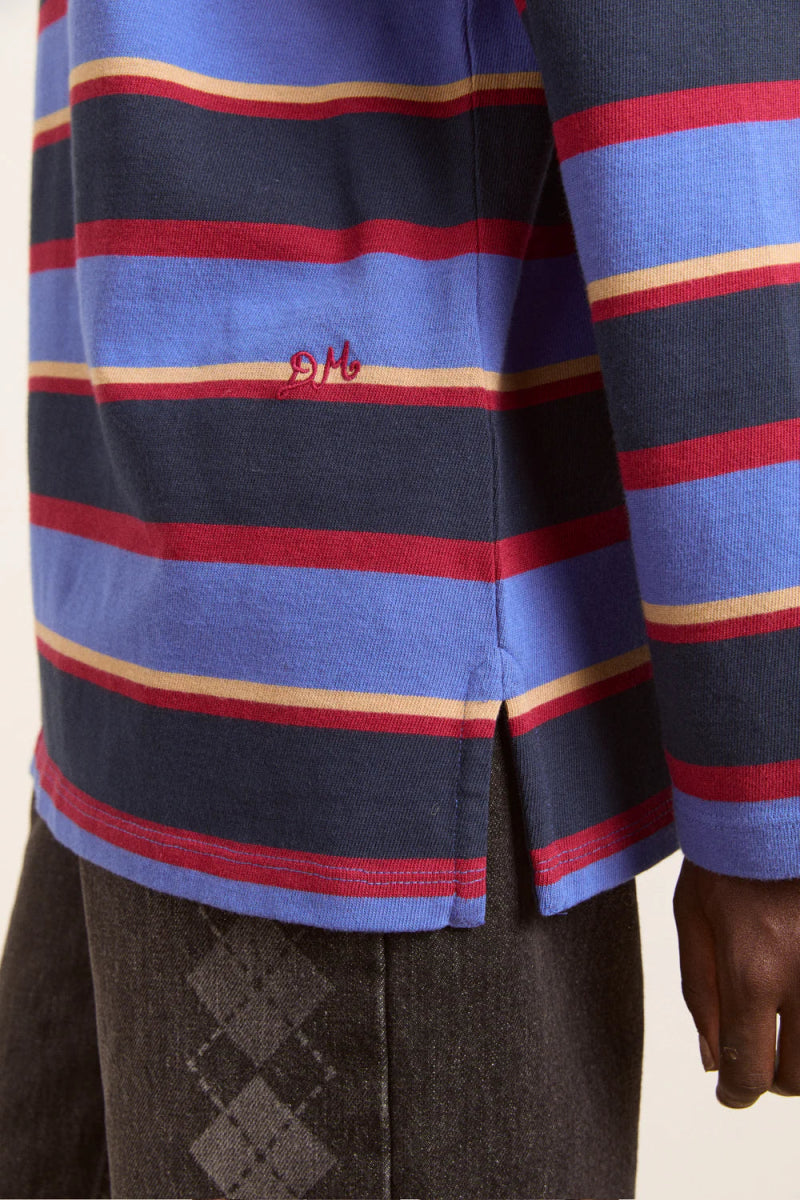 T-Shirt LS Ali Damson Madder Bleu et Bourgogne - Ex - voto