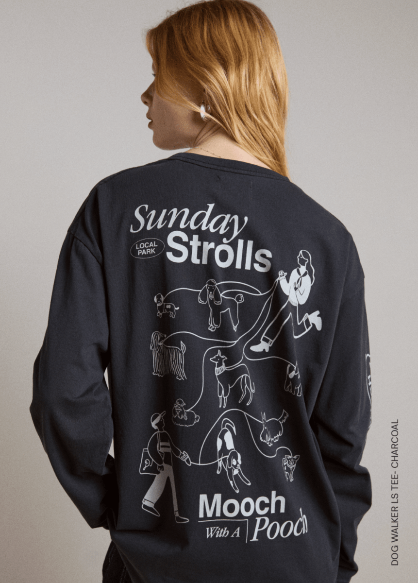 T-Shirt LS Dog Walker Damson Madder - Ex - voto