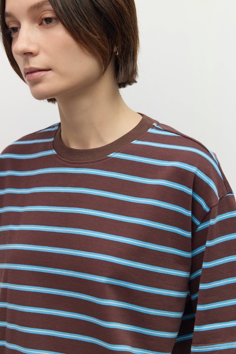T-Shirt Luna Brun et Bleu All Row - Ex-voto