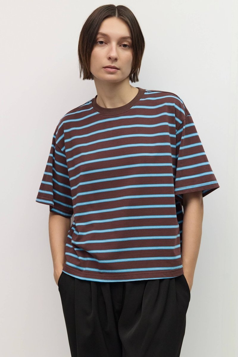 T-Shirt Luna Brun et Bleu All Row - Ex-voto