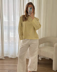 T-Shirt Manches Longues Anaé Jaune et Gris Dailystory - Ex - voto