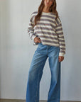 T-shirt Manches Longues Rayures Bleues et Beiges By Together - Ex-voto