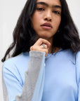 T-Shirt Manches Longues Romey Bleu et Gris Damson Madder - Ex - voto