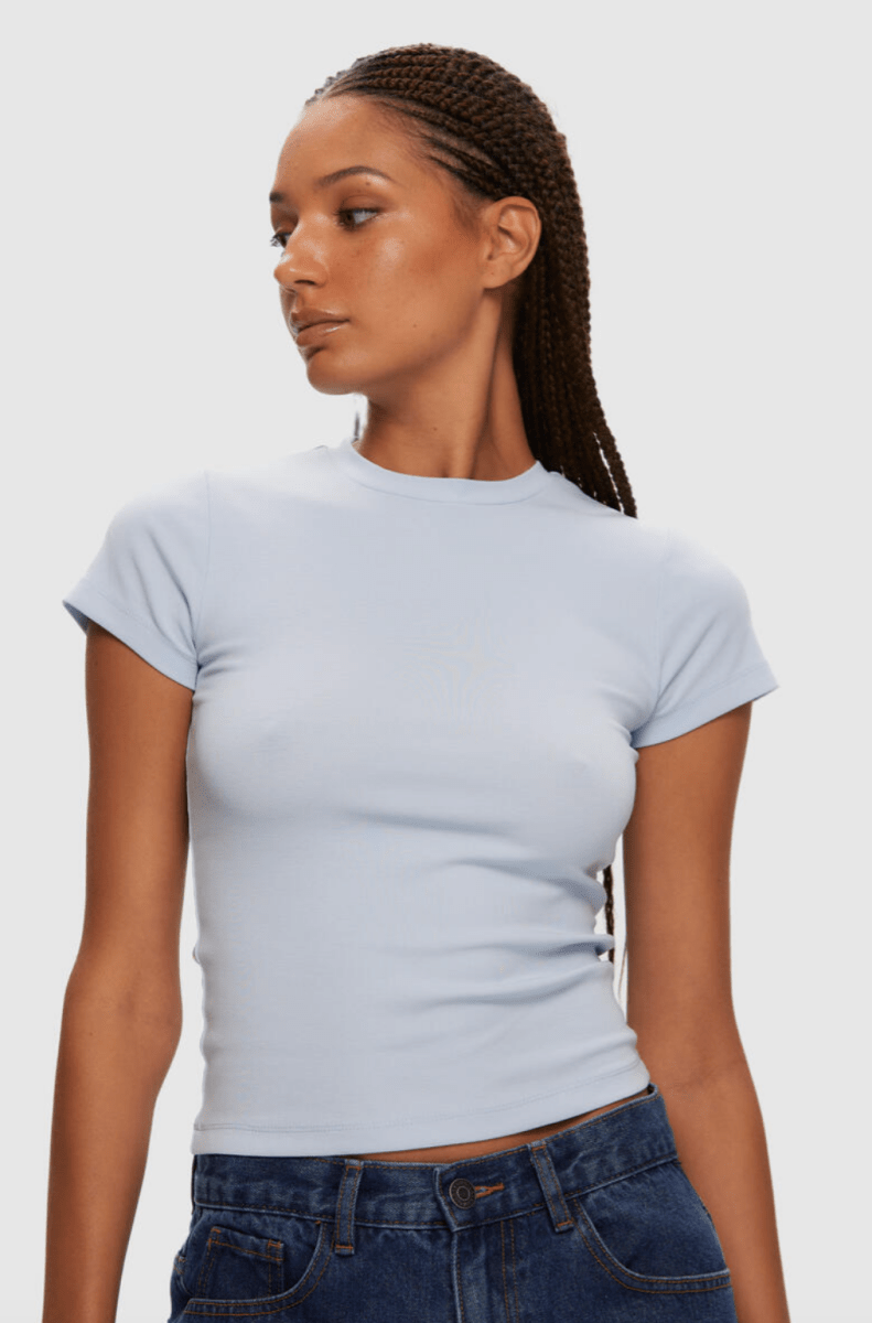 T-Shirt Micro Rib Bleu Clair Kuwalla - Ex - voto