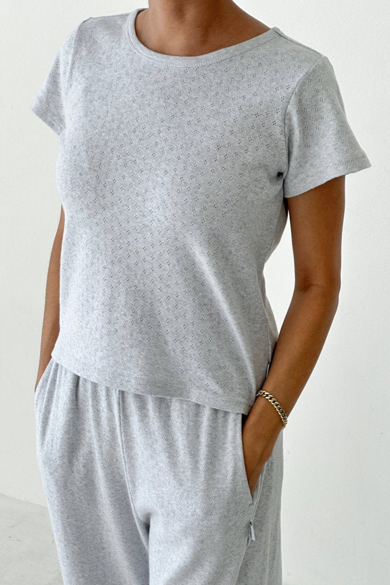 T-Shirt Pointelle Babe Gris Pâle Le Bon Shoppe - Ex-voto