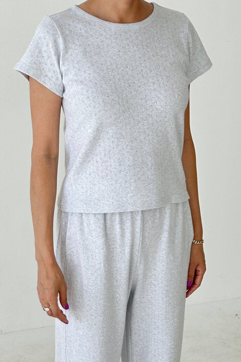T-Shirt Pointelle Babe Gris Pâle Le Bon Shoppe - Ex-voto