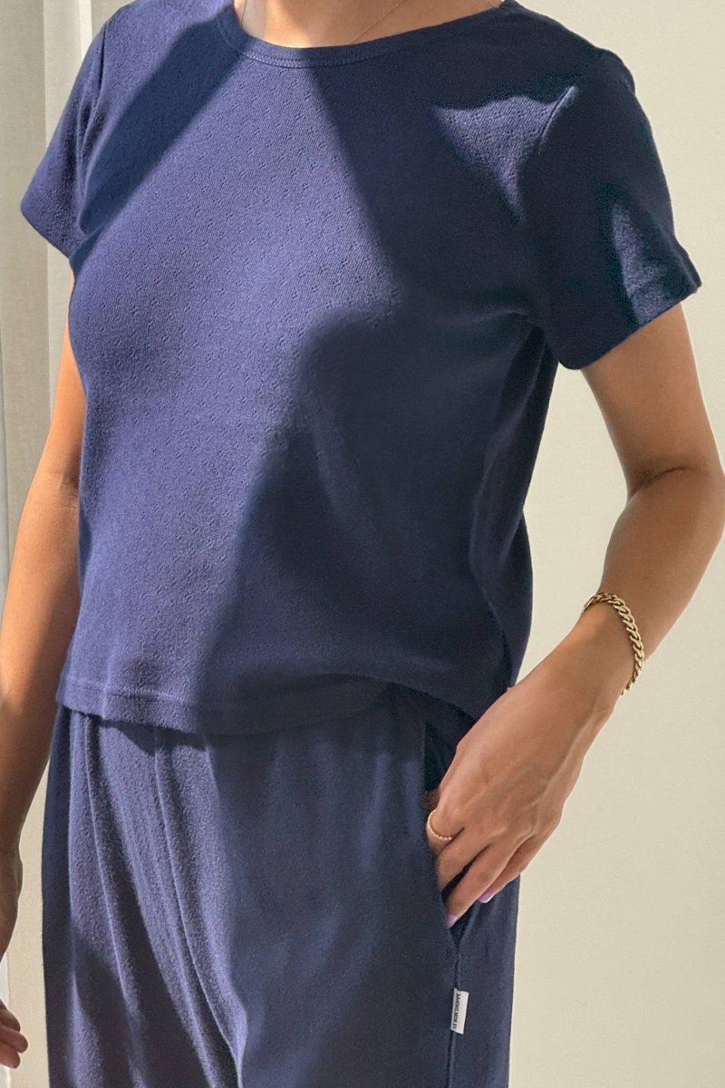 T-Shirt Pointelle Babe Le Bon Shoppe Bleu - Ex - voto