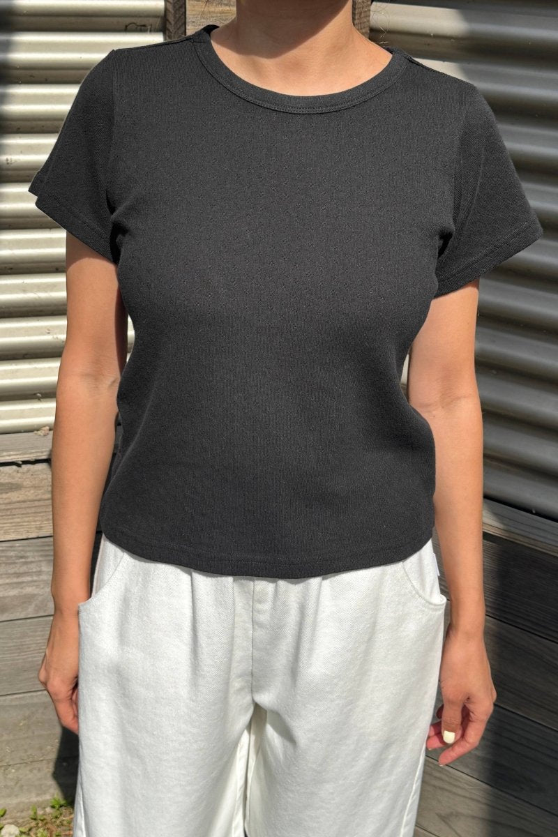 T-Shirt Pointelle Babe Le Bon Shoppe Noir - Ex - voto