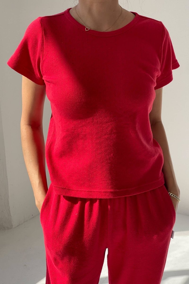 T-Shirt Pointelle Babe Le Bon Shoppe Rouge - Ex - voto